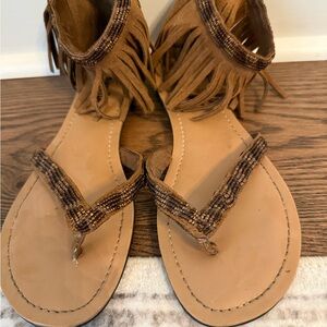 Minnetonka Brown Fringe Sandals